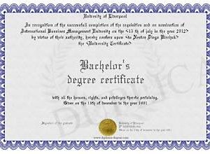 Bachelor's degree certificate