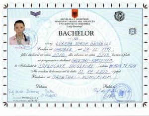 Certifikatë e diplomës Bachelor
